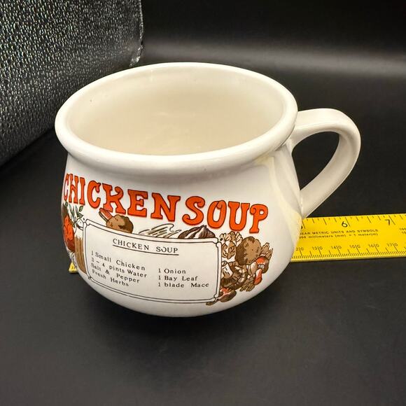 Vintage Chicken Soup Recipe Tabletops Unlimited Ceramic Soup Mug Bowl - Picture 8 of 9